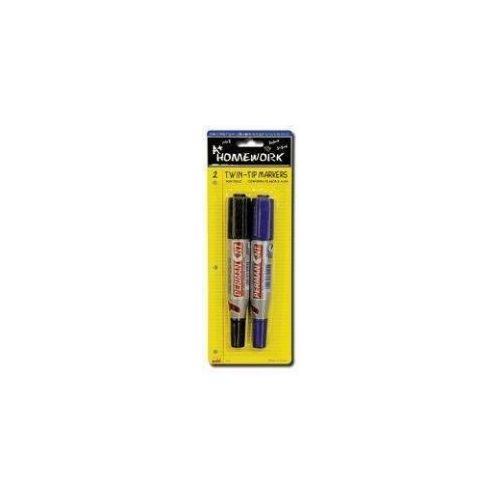 48 Pieces of Permanent Markers - Twin Tip - 2 Pk - Black,blue - Inks