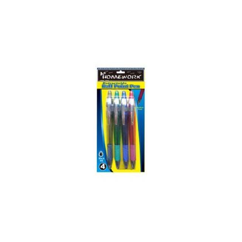 48 Pieces Retractable Ball Point Pens - 4 Pk - Black Ink - Pens