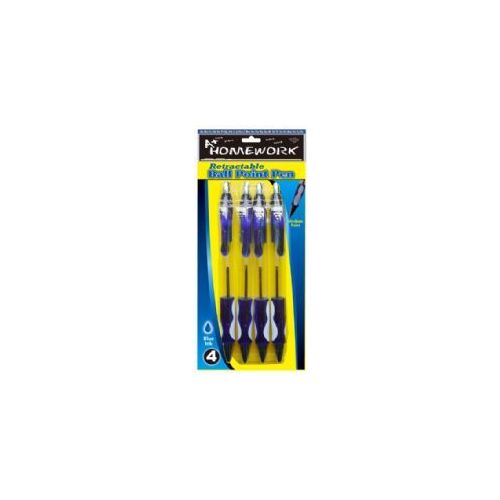 48 Pieces Retractable Ball Point Pens - 4 Pk - Blue Ink - Pens