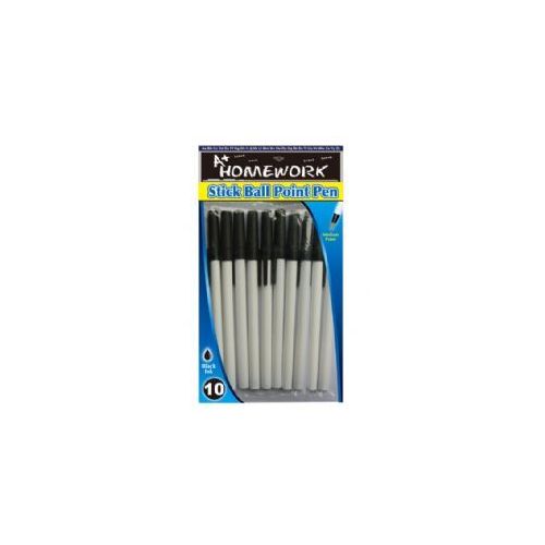 48 Pieces of Stick Pens - 10 Pk - Black Ink - Hang Bag