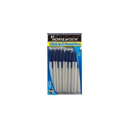 48 Pieces Stick Pens - 10 Pk - Blue Ink - Hang Bag - Pens