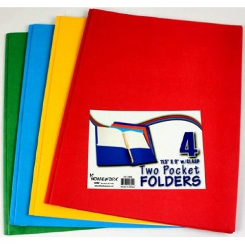 48 Pieces Two Pocket Folders - W/3 Fastners -Asst Cls -4 Pack Bag - Folders and Report Covers