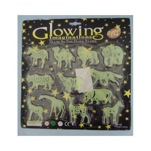 72 Pieces of Glow In The Dark Zoo Animals