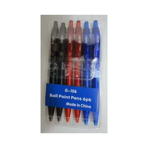 192 Pieces of 6pk Ball Point Pens --Blue/black/red