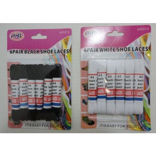 96 Pairs of 34 Inch Black/43 Inchwhite Shoe Laces