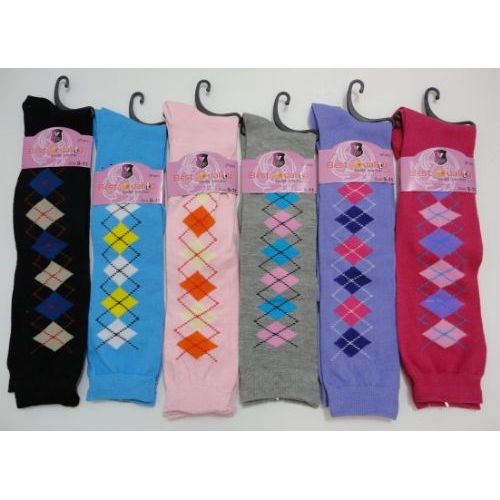 12 Pairs Ladies KneE-High Argyle Socks 9-11 - Womens Knee Highs