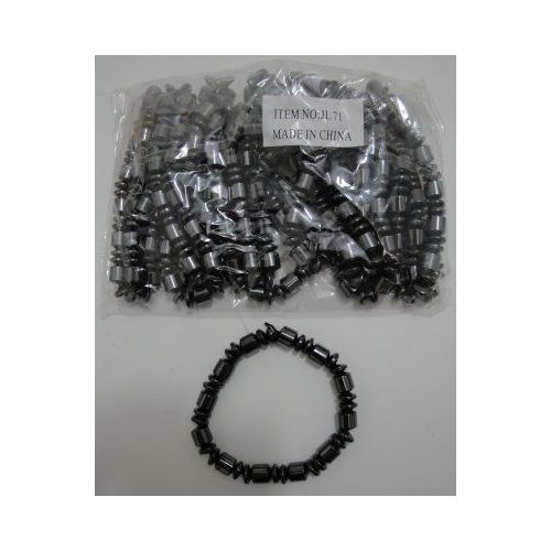 72 Pieces 7" Black Magnetic BraceleT--Round - Bracelets