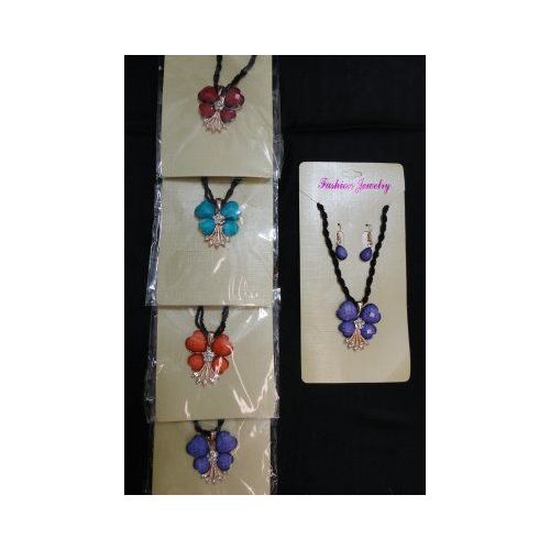 72 Pieces of Necklace/earrings SeT-4 Petal Flowers & Rhinestones