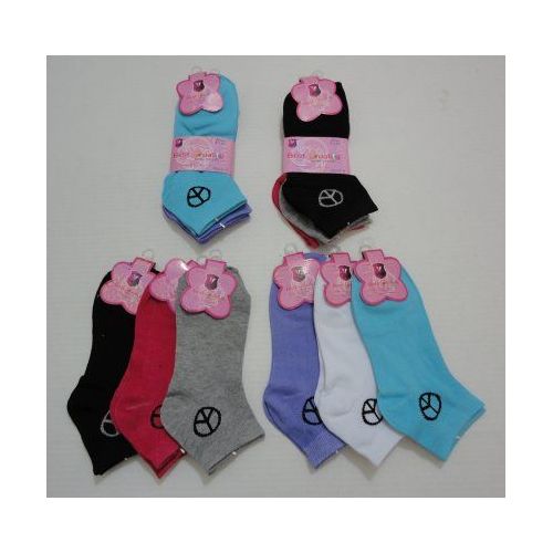 240 Pairs of Ladies Peace Sign Sock Size 9-11 3 Pack -Can Be Hung By Pair