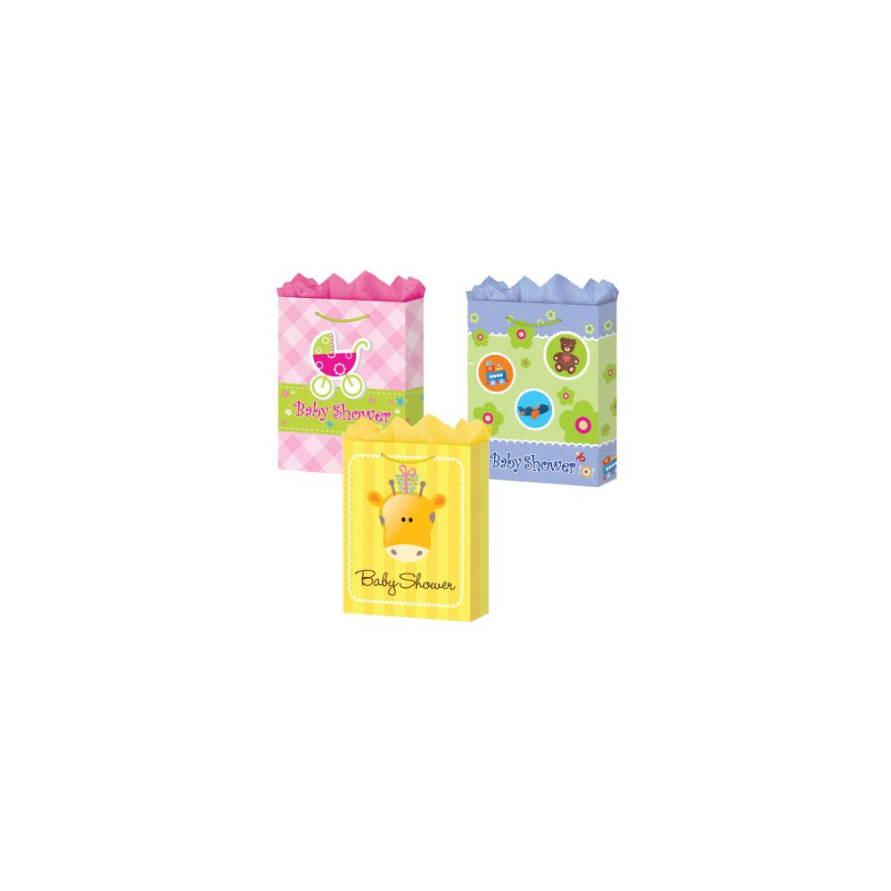 288 Wholesale GifT-Bag Medium Mat Baby Shower 3 Styles