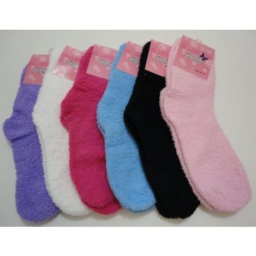 144 Pairs Fuzzy Socks 9-11 [solid Color] - Womens Fuzzy Socks