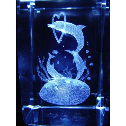 24 Pieces of 3d Laser Etched CrystaL-3 Dolphins