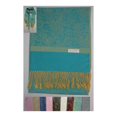 72 Pieces of Pashmina With FringE--Paisley/solid Stripe