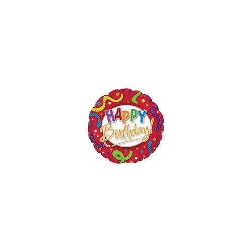 100 Wholesale Mylar 18" Ds - Happy Birthday Red Stripes And Dots