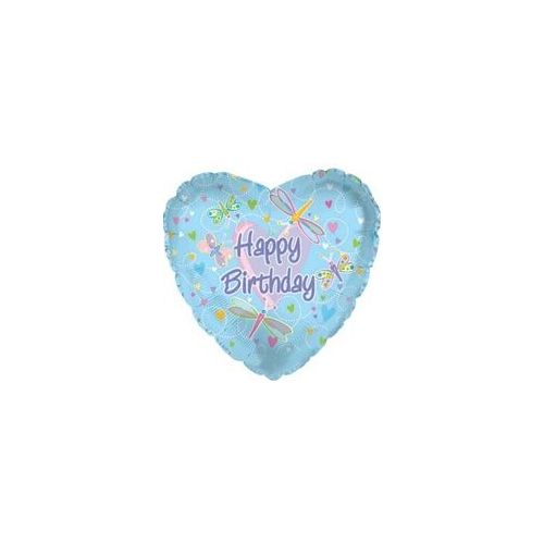 100 Pieces Mylar 18" Ds - Happy Birthday Dragonflies - Balloons & Balloon Holder