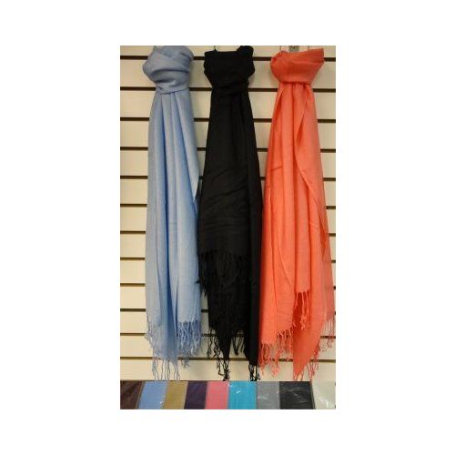 72 Pieces Pashmina With FringE--Solid Color - Winter Pashminas and Ponchos