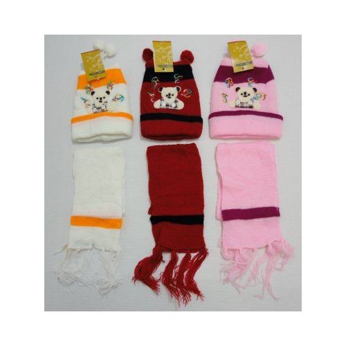 72 Pieces Baby Knit Cap With ScarF--Bears - Junior / Kids Winter Hats