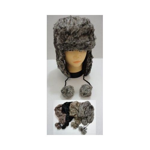36 Pieces of Bomber Hat With PompoM--Faux Fur