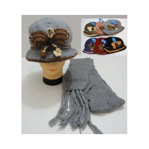 36 Pieces of Hand Knitted Fashion Hat & Scarf SeT--Butterfly
