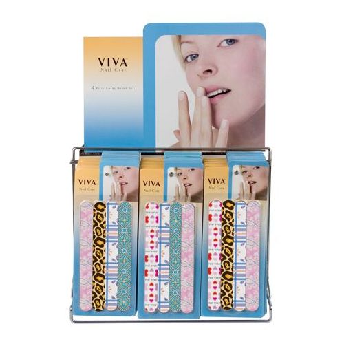 144 Pieces Viva 4 Pc Nail Care Set On Display Rack - Manicure and Pedicure Items
