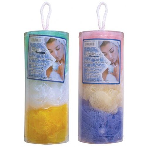 72 pieces of 3 Piece Ruffle Body Sponge In Canister