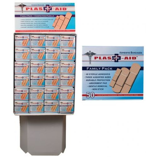 144 pieces of 50 Count Adhesive Bandages In Display