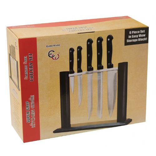8 Wholesale 6 Pc Stainless Steel Knife Set In Stand