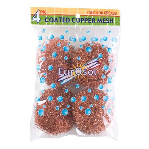 96 Pieces 4 Pk Coated Copper Mesh Scourer - Cleaning Products