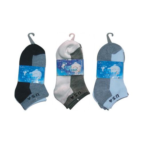 72 Pairs of 3 Pair Solid Ankle Sock For Kids Size 4-6