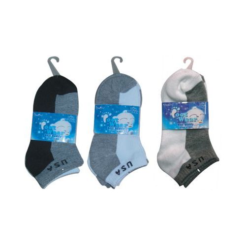 72 Pairs of 3 Pair Solid Ankle Sock For Kids Size 6-8