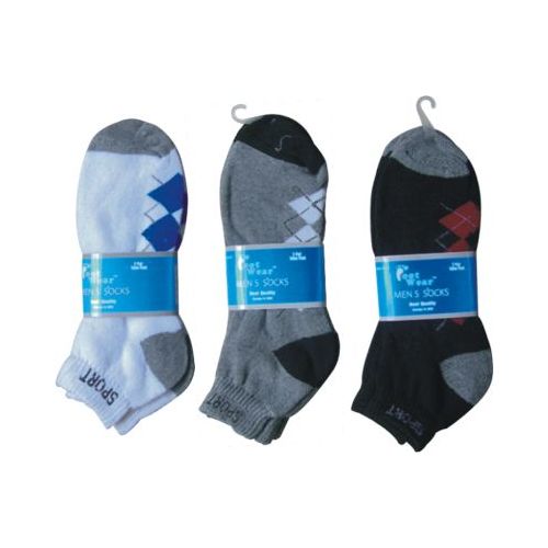 144 pairs of 2 Pair Mens Argyle Ankle Sock 9-11