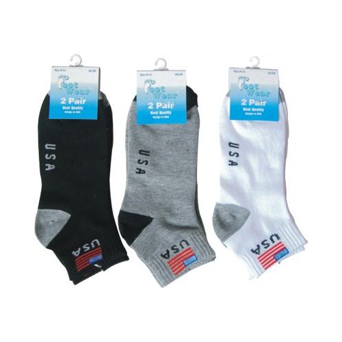144 Wholesale Ladies 2 Pair Pack 9-11 Sport Ankle Sock Usa