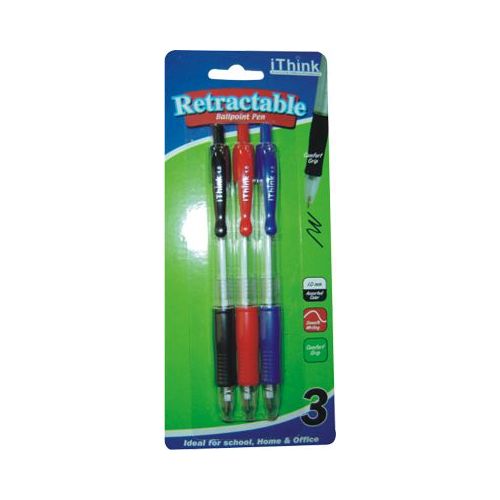 72 Wholesale 3 Piece Retractable Ballpoint Pen
