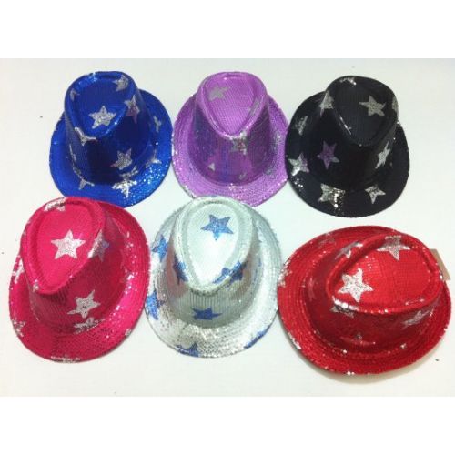 48 Wholesale Fedora HaT-Sequins With Stars