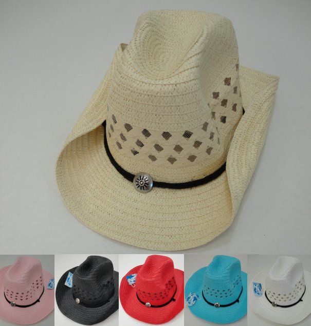 24 Pieces Mesh Cowboy Hat With Medallion On Hat Band - Cowboy & Boonie ...