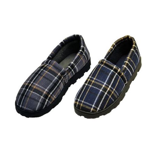 36 Wholesale Plaid Rubber Bottom Slippers