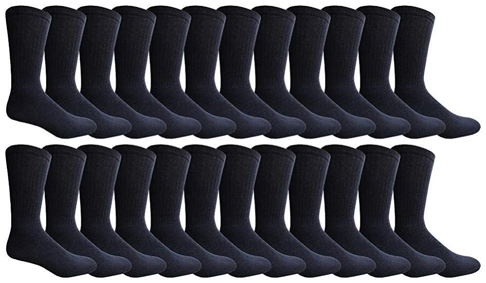 24 Pairs of Yacht & Smith Men's Cotton Terry Cushioned King Size Crew Socks