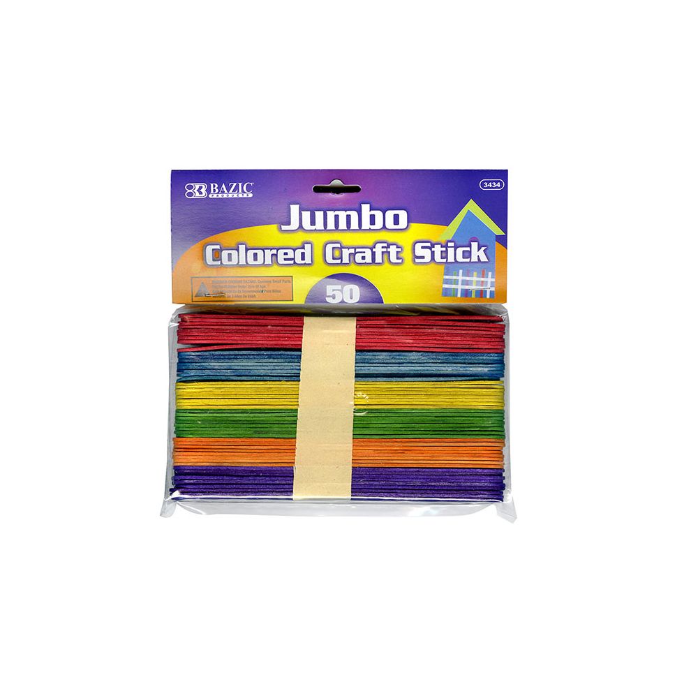 24 pieces of Jumbo Colored Wooden Craft Stick 50 Pack