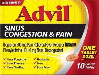 72 pieces of Advil Sinus Congestion 10ct