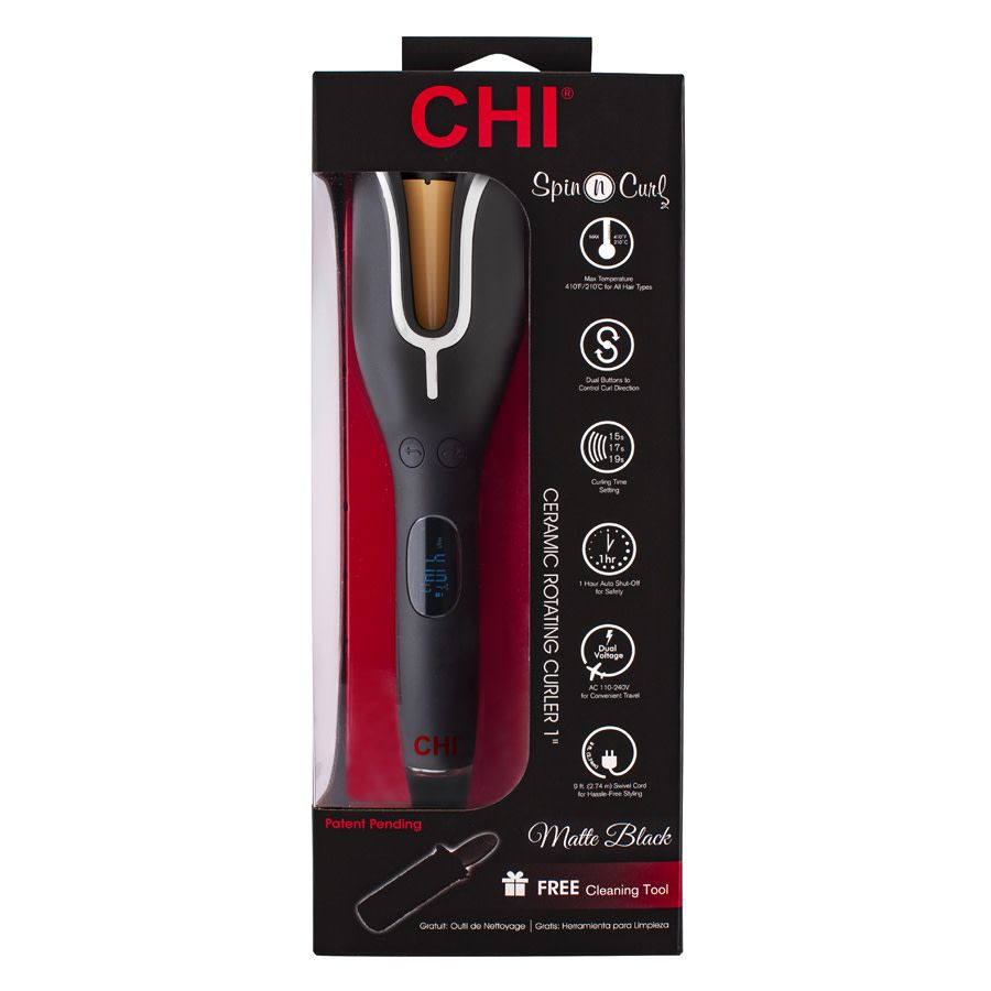 12 pieces of Chi Spin N Curl 1inc - Matte Bla