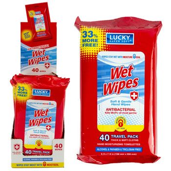 24 pieces of 40ct Wet Wipes Antibacterial Travel Pack