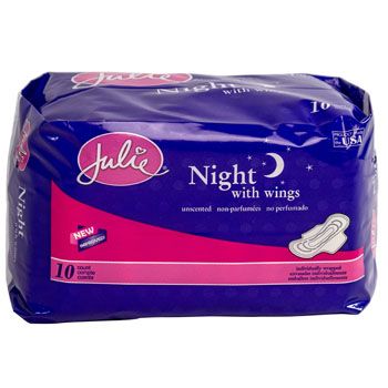 36 Cases of Maxi Pads W/wings 10ct Overnight Absorbancy Unscented Julie Brand#10065c