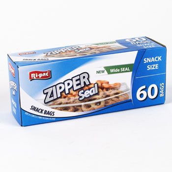 24 Cases of Storage Bags 60ct Snackzipper Seal