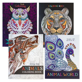 48 Cases of Coloring Book Adult Animals32 Pg In Pdq Foil Cover