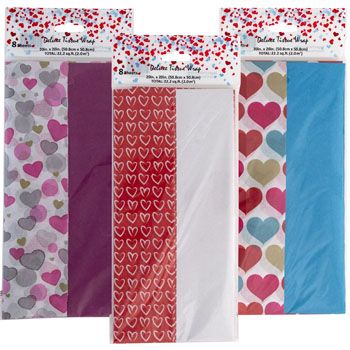 48 Cases of Tissue 8ct 3ast Valentine Print 4pc Solid/4print Per Pk Shortfold 20x20