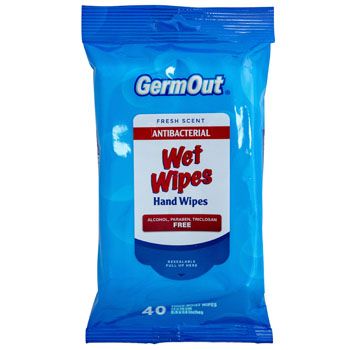 24 Pieces of Wet Wipes 40ct Germ Out Antibacterial Fresh Scent Peggable