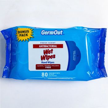 12 Pieces of Wet Wipes 80ct Germ Out Antibacterial Fresh Scent