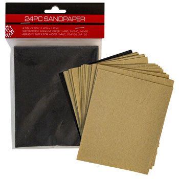 36 Cases of Sandpaper 24ct 6 Asst Grits Per Pk 4.5x5.5in Sheets Hrd Pbh