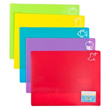 120 Pieces of Cutting Board Flexi Mat Non Slip 15x12in 5ast Colors W/food Icons Kitchen Label
