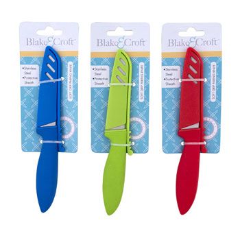 36 Cases of Paring Knife Soft Grip 8in 3asst Colors W/sheath B&c Tcdgreen/blue/red
